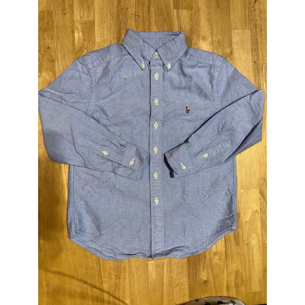 Polo Ralph Lauren Boys Size 8 Blue Oxford Shirt Long Sleeve Button Down Pony
